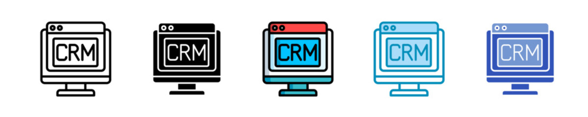 Crm System  Icon Set Multiple Style Collection