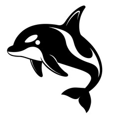 Stylized black and white orca killer whale jumping