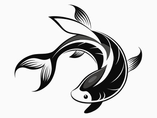 Stylized black and white koi fish illustration