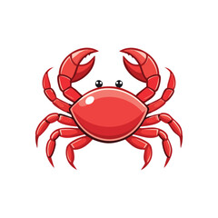 Cartoon illustration of a red crab with large claws, detailed and vibrant, perfect for design.