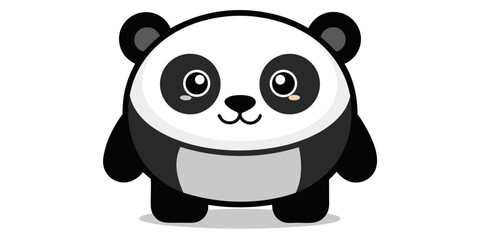 Cute cartoon panda character with big eyes and friendly smile