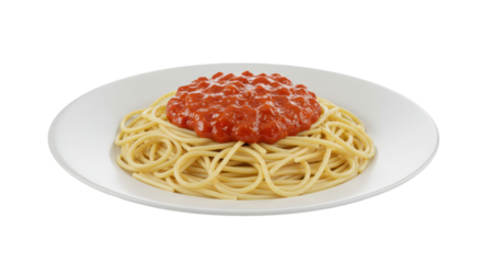 Plate of spaghetti with tomato sauce isolated on white background classic pasta dish