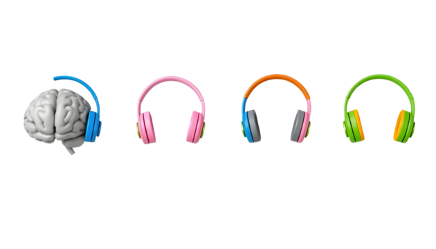 Brain Listening Colorful Headphones Concept