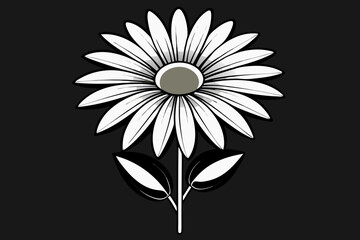 Stylized white daisy with dark background and shadow effect