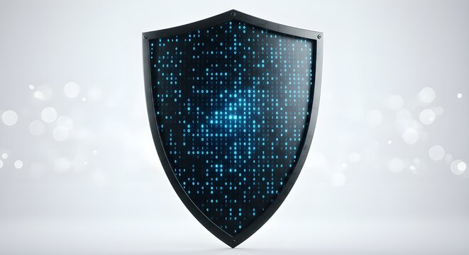 Cyber Security Shield with Digital Grid Pattern | Data Protection for Network Security, Privacy, and IT Infrastructure