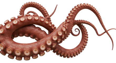 A vibrant octopus gracefully swimming isolated on white background showcasing tentacles