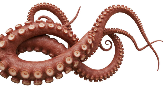 A vibrant octopus gracefully swimming isolated on white background showcasing tentacles - Powered by Adobe