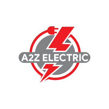 A2Z Electric Logo: Bold Red and Gray Power Symbol, Electrical Energy, Professional Branding, Corporate Identity.