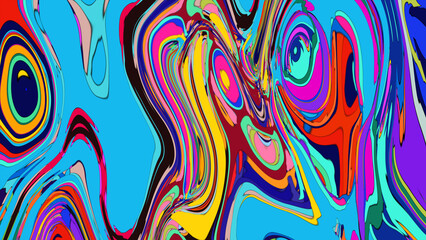 Abstract Psychedelic Brutalism Wave Blob Striped Motion Curves Composition Morphing Amoeba White Neon Fluid Shape Background