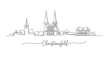 Fototapeta premium Christiansfeld Line Art with Cityscape, and Denmark.