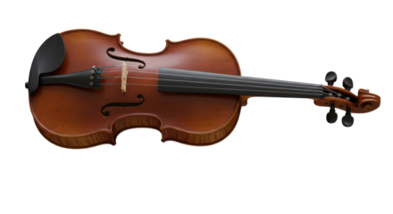 Wooden violin crafted with intricate details attractively displayed isolated on white background