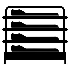Black Shoe Rack Icon on White