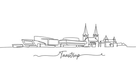 Obraz premium Taastrup Skyline Minimalist Outline Denmark.