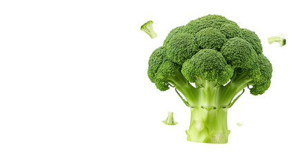 Broccoli cluster vibrant green isolated on white background healthy vegetable