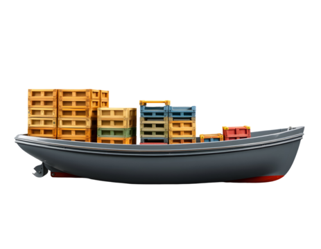 Cargo Ship Laden with Pallets Shipping and Logistics Concept