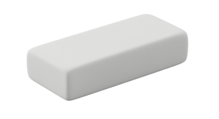 Simple white eraser isolated on white background ideal for office and school use