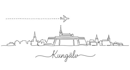Obraz premium Kunglv Skyline Sweden Airplane Minimal.