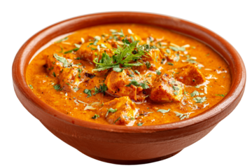  Bowl of paneer butter masala curry, white background PNG