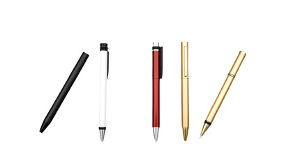 Collection of Elegant Pens on Transparent Background