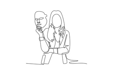 Cosmetological injections, anti-aging.. Beyond clinic concept. Single line draw design. Vector graphic illustration