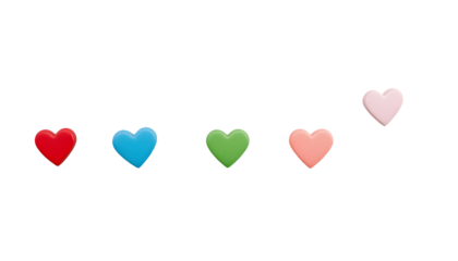 Colorful 3D Heart Array on Transparent Background