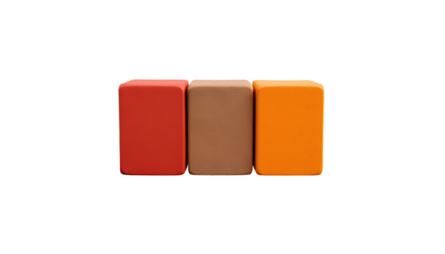 Three Colorful Blocks Red Brown and Orange