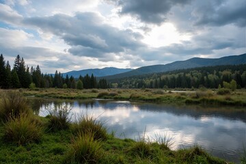 Fototapeta premium lake in the mountains in the summer