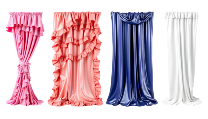 Elegant Curtains Collection Pink Coral Blue and White Drapes