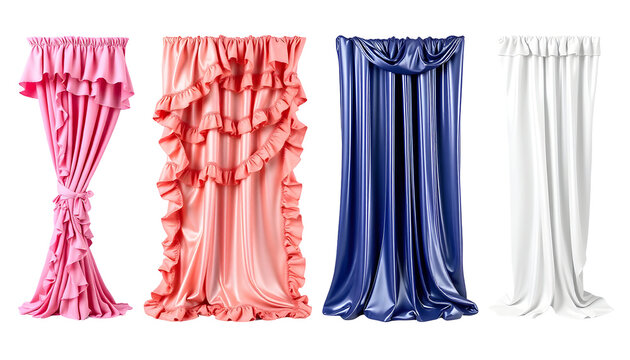 Elegant Curtains Collection Pink Coral Blue and White Drapes