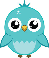 Cute Colorful Anime Bird Pair Vector Illustration