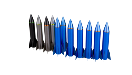 Array of Ballistic Missiles in Various Colors