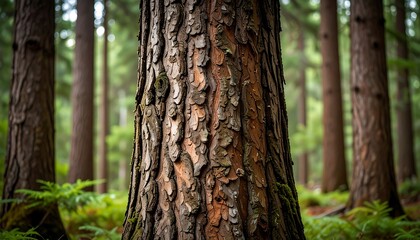 Obraz premium Forest Tree Trunk Closeup, Nature Scene