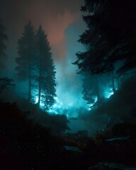 Mysterious fantasy light fog with glowing aura