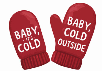 Red mittens with transparent background