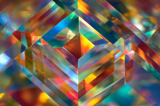 Geometric layered prism pattern with colorful reflections