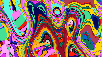 Abstract Psychedelic Brutalism Wave Blob Striped Motion Curves Composition Morphing Amoeba White Neon Fluid Shape Background