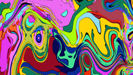 Abstract Psychedelic Brutalism Wave Blob Striped Motion Curves Composition Morphing Amoeba White Neon Fluid Shape Background