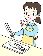 怪我のイラスト - 切り傷・包丁傷・出血・アクシデント