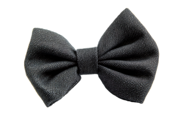Charcoal grey fabric bow with structured loops on white