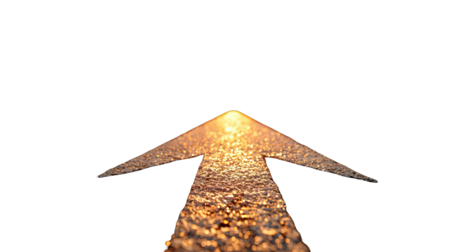 Golden upward arrow against black