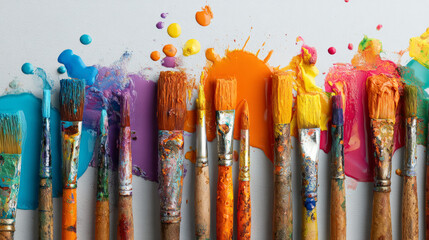 Colorful Paint Brushes and Splashes 