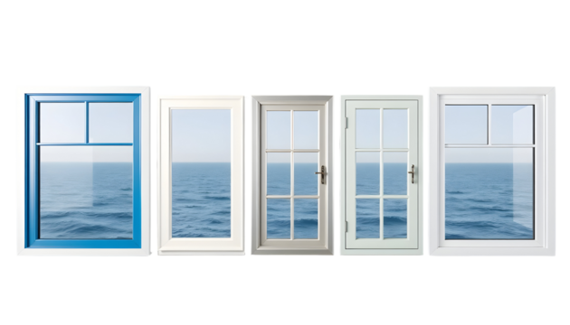 Windows overlooking the ocean, transparent background.
