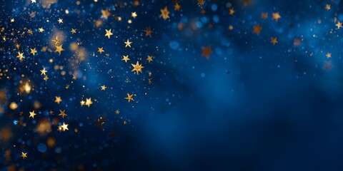 Galactic Glitter: A Celestial Symphony of Golden Stars on a Deep Blue Canvas