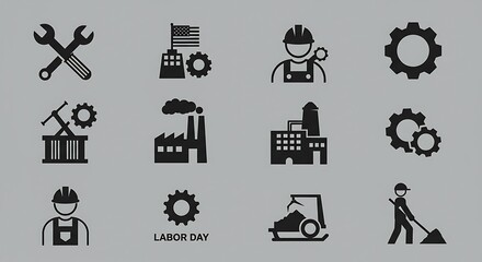 Naklejka premium Labor Day icon pack style