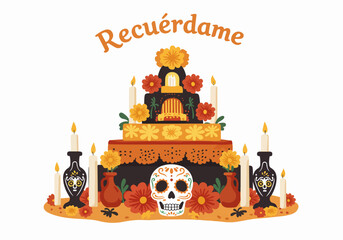 Obraz premium Day of the Dead altar with candles and skull