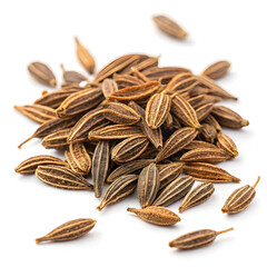 Dried cumin seeds are aromatic, elongated spices with a warm, earthy flavor, widely used in curries,