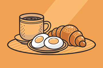 Banner showcasing a delightful breakfast spread with coffee and croissant.