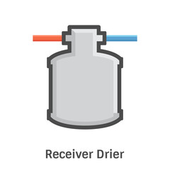 Fototapeta premium Receiver dryer inside vector icon, component in air conditioning HVAC systems. Functions to filter, dry and store refrigerant while removing moisture and impurities for system efficiency.
