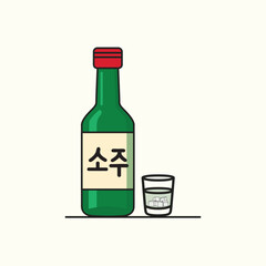 Fresh korean soju drink bottle vector illustration