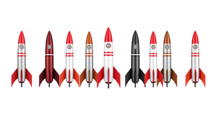 Collection of Rocket Ships in Various Colors